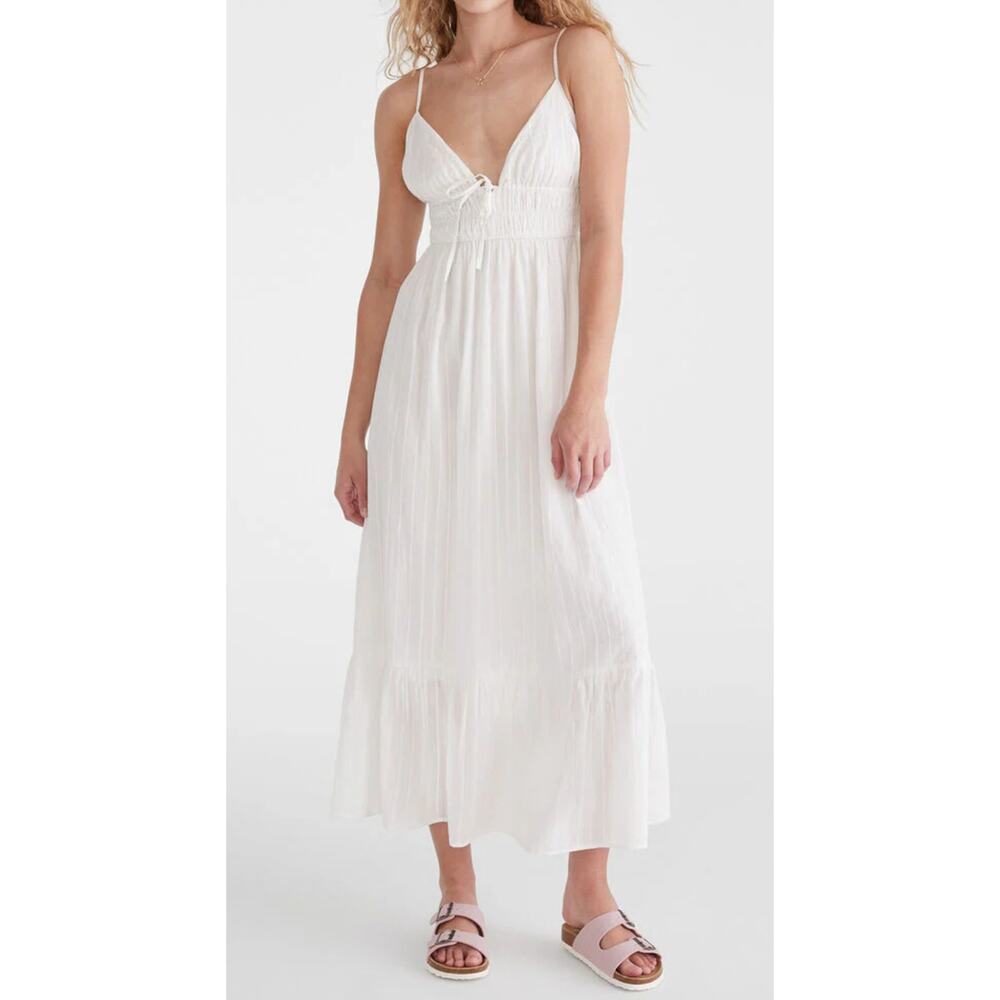 Aeropostale white textured gauzy cotton tiered maxi dress Size Med Boho Bridal
